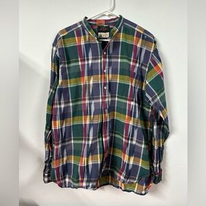 Beams Men’s Shirt Sz XL Plaid 100% Cotton India Madras Japan